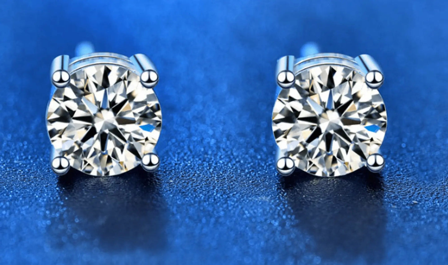 Moissanite Stud Earrings 1.0CT 925 Silver 6.5mm