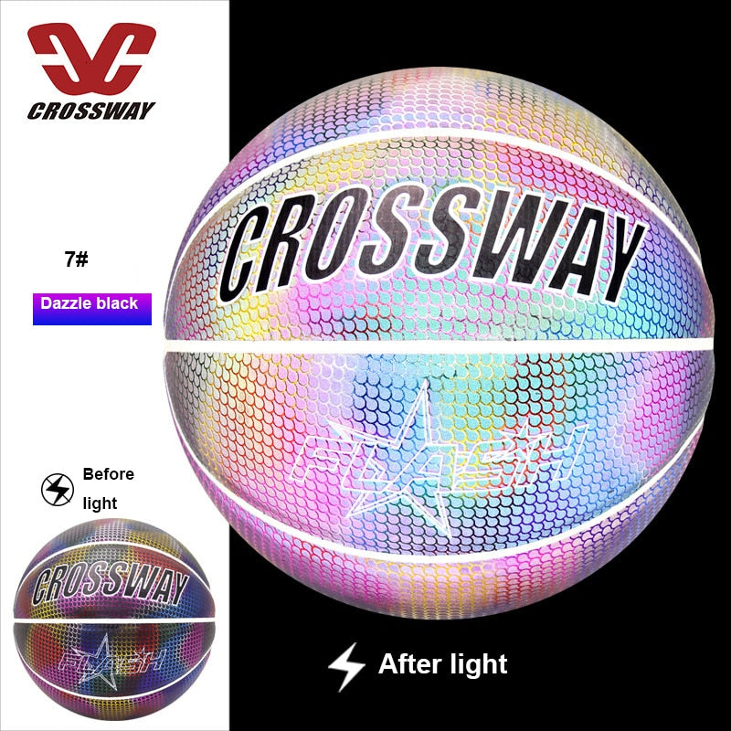 Crossway Holographic Reflective Basketball Ball Wear-Resistant Luminous Night