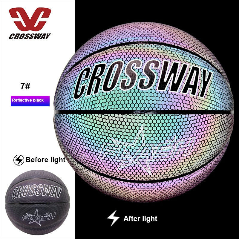 Crossway Holographic Reflective Basketball Ball Wear-Resistant Luminous Night