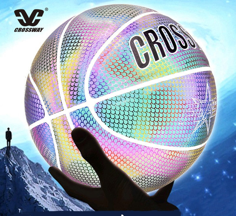 Crossway Holographic Reflective Basketball Ball Wear-Resistant Luminous Night