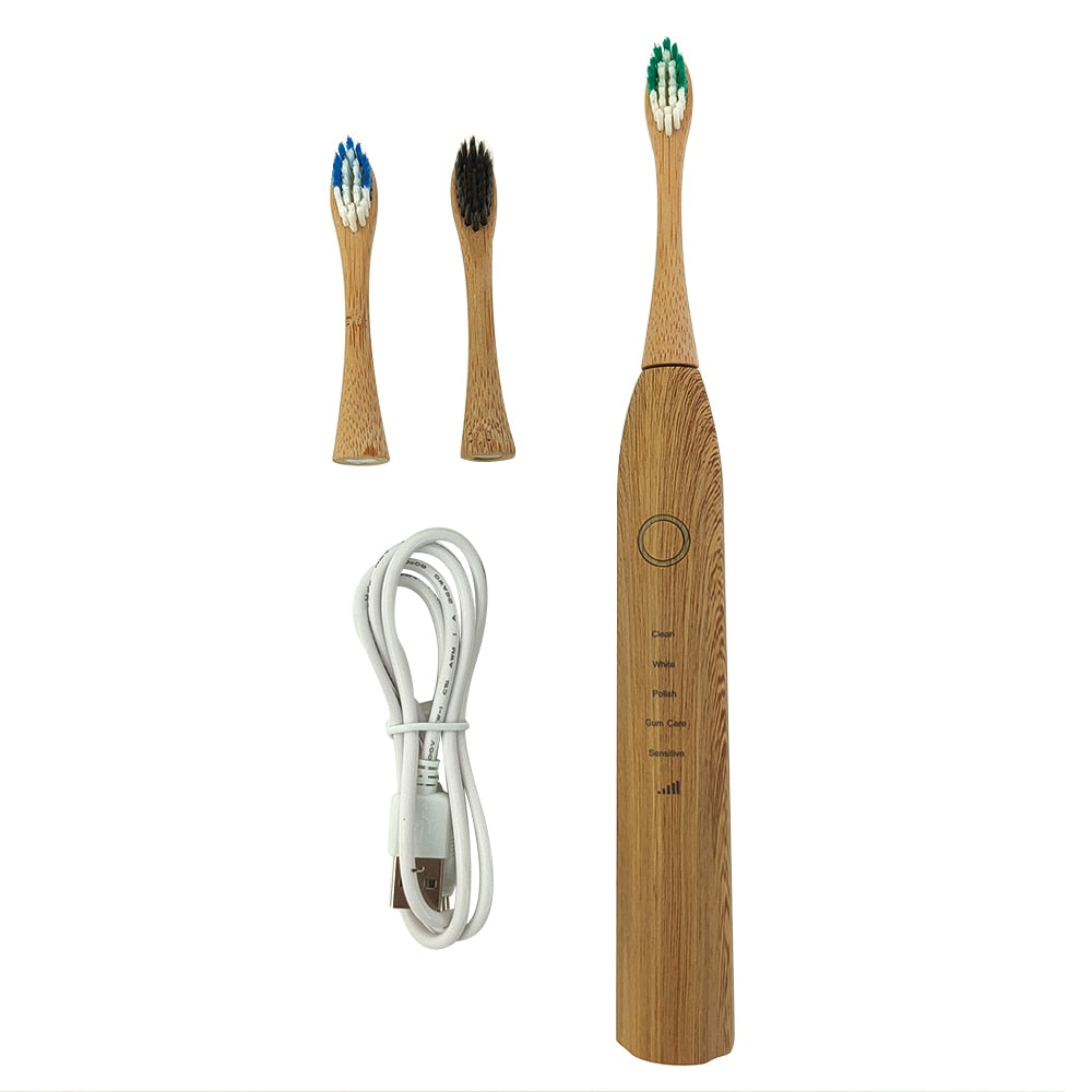 Bamboo Electric Toothbrushes Wireless Charging