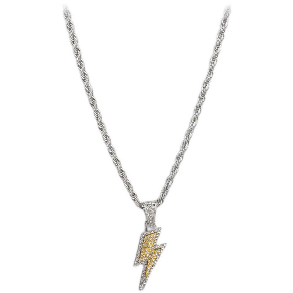 Full Zircon Lightning Pendant Necklace