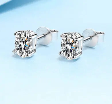 Moissanite Stud Earrings 1.0CT 925 Silver 6.5mm