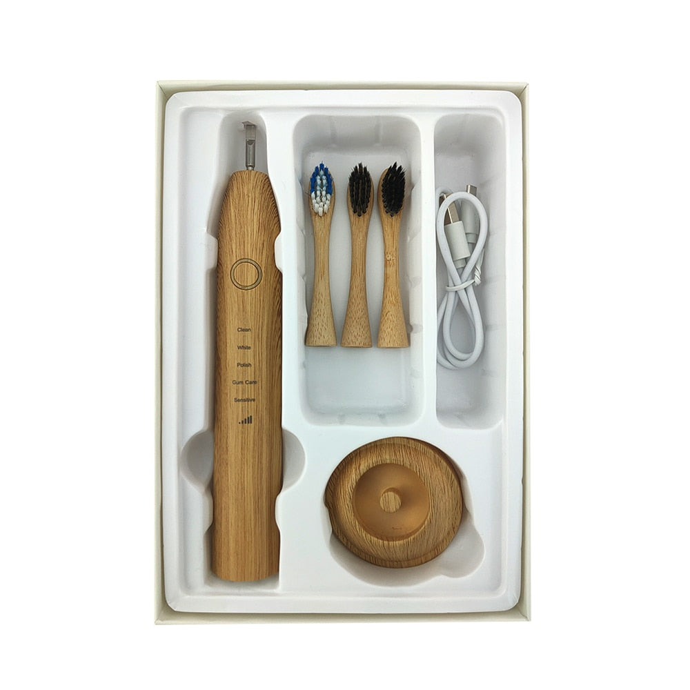 Bamboo Electric Toothbrushes Wireless Charging