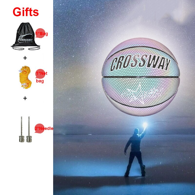 Crossway Holographic Reflective Basketball Ball Wear-Resistant Luminous Night