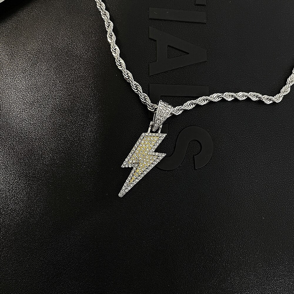 Full Zircon Lightning Pendant Necklace