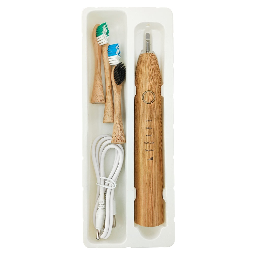 Bamboo Electric Toothbrushes Wireless Charging